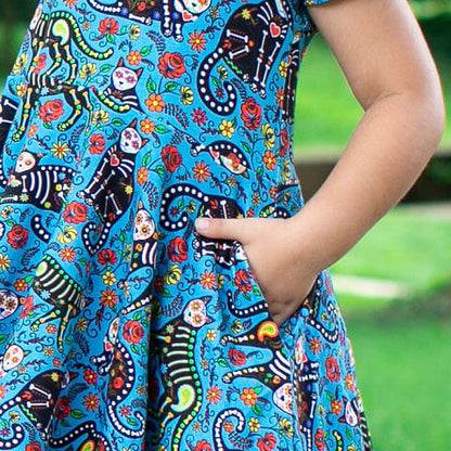 Calavera Cats Super Twirler Dress with Pockets