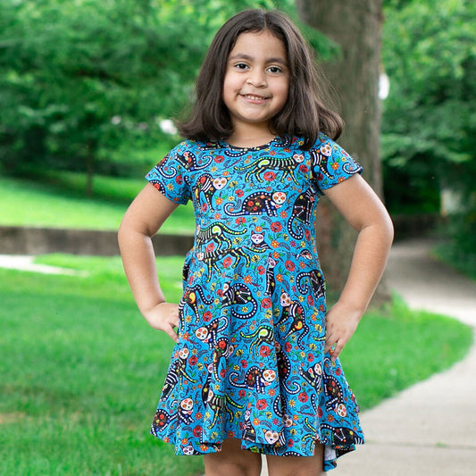 Calavera Cats Super Twirler Dress with Pockets