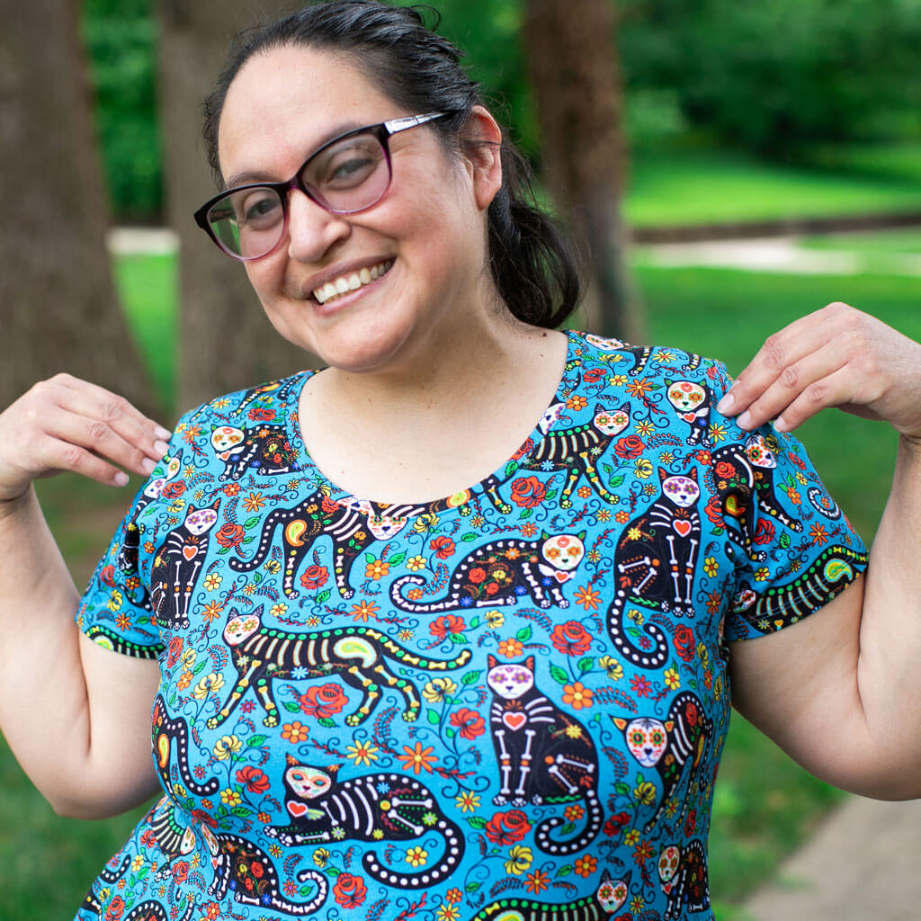 Adult Calavera Cats Super Twirler Dress with Pockets
