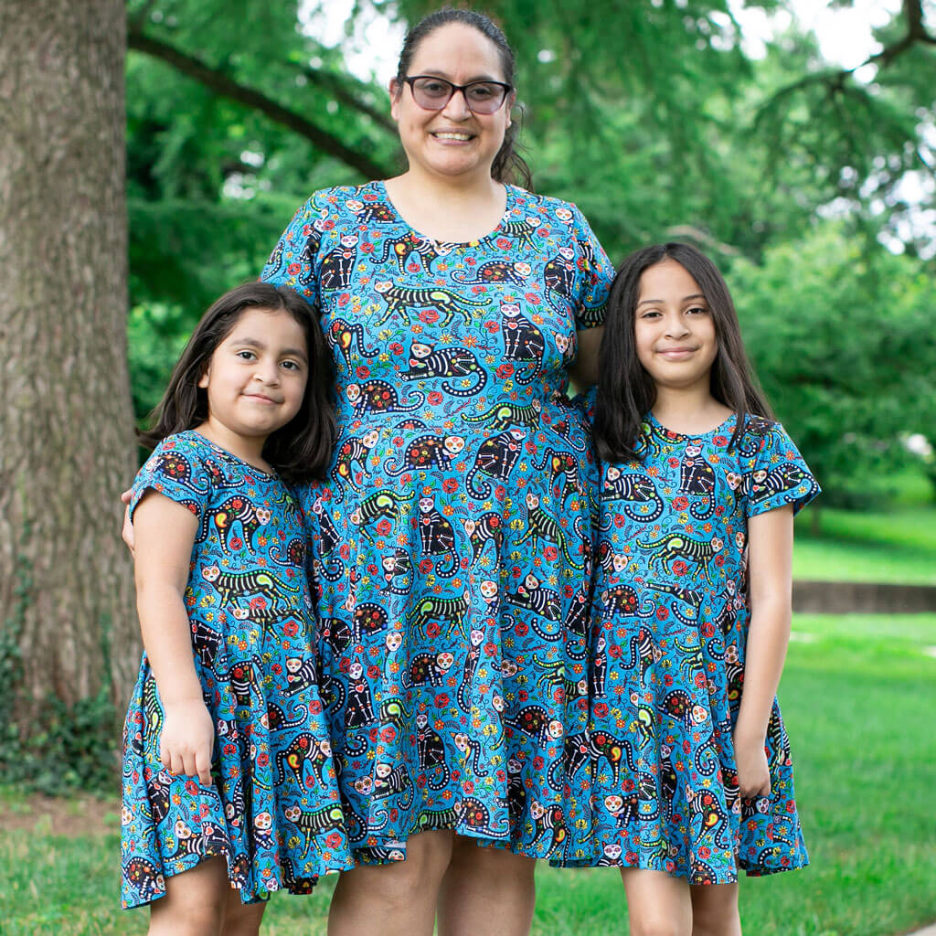 Adult Calavera Cats Super Twirler Dress with Pockets