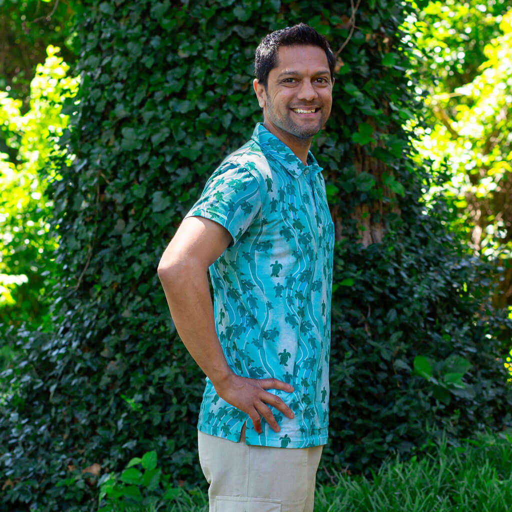 Adult "Current Events" Sea Turtles Polo Short Sleeve Tee