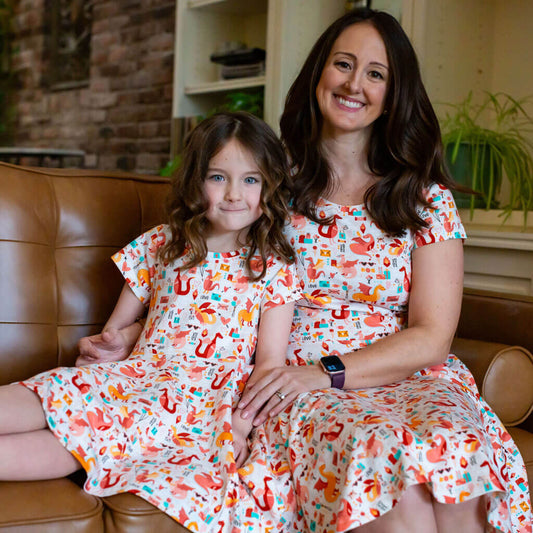 Adult "Burning Love" Valentine Dragons Super Twirler Dress with Pockets