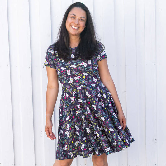 Adult Video Game Controllers Super Twirler Dress with Pockets