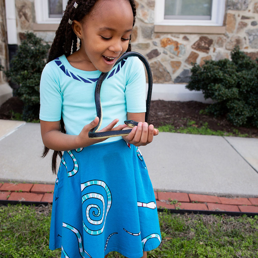 "Snakes on a Dress" Ballerina Style Short Sleeve Dress