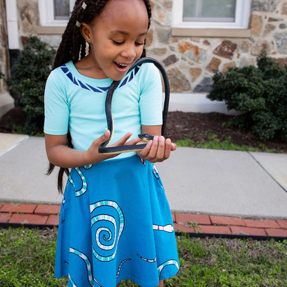 "Snakes on a Dress" Ballerina Style Short Sleeve Dress