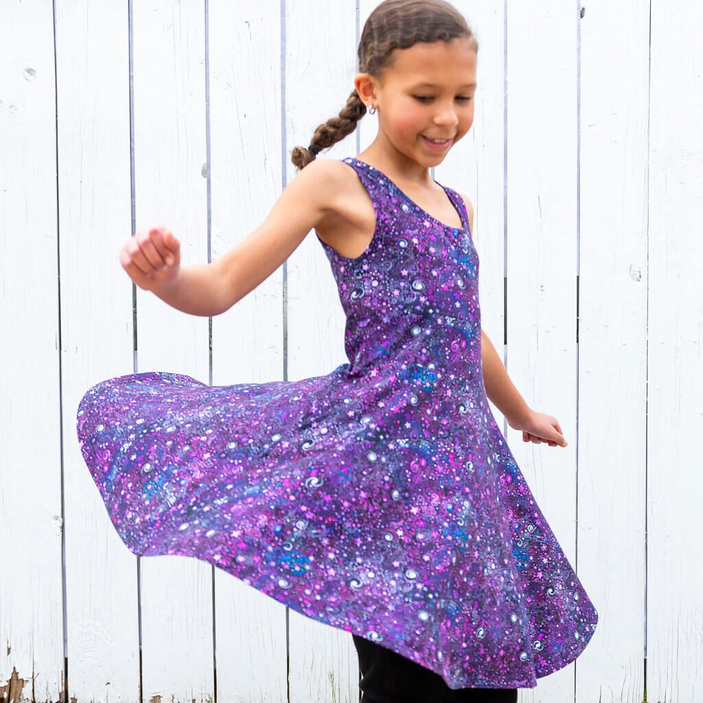 Deep Field Galaxies Sleeveless Play Dress with Pockets