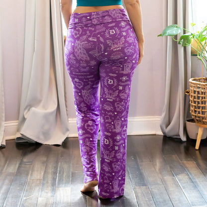 Jane Austen Tattoos Foldover Straight Leg Lounge Pants with Pockets