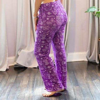 Jane Austen Tattoos Foldover Straight Leg Lounge Pants with Pockets