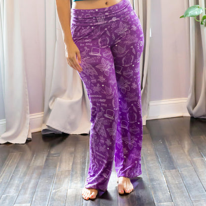 Jane Austen Tattoos Foldover Straight Leg Lounge Pants with Pockets