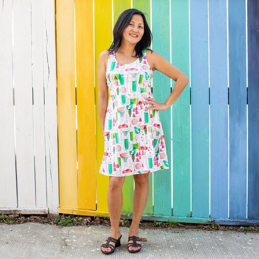 "Sound of Science" Adult Lab Equipment Sleeveless Dress with Pockets