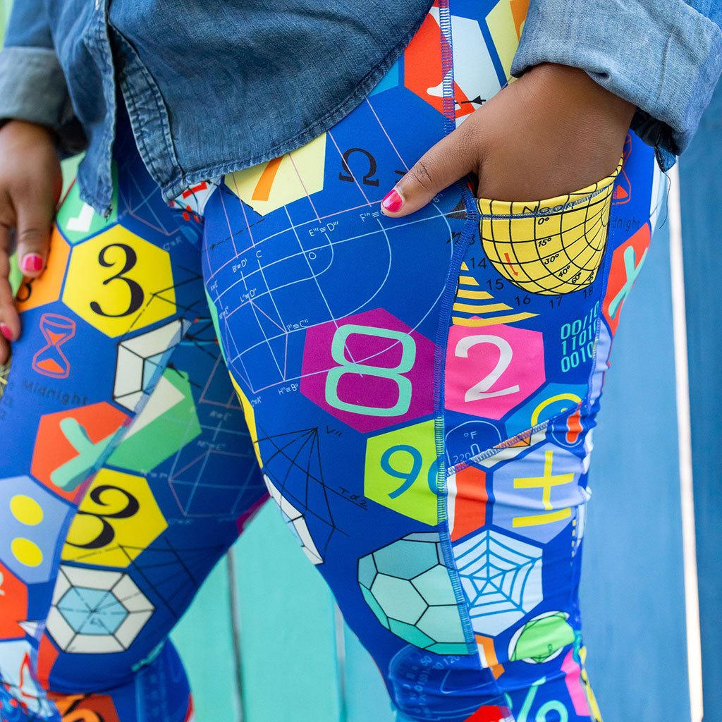 Math Recycled Leggings With Pockets All-over Mathematical Equations Print  Leggings Sizes 2XS 6XL 