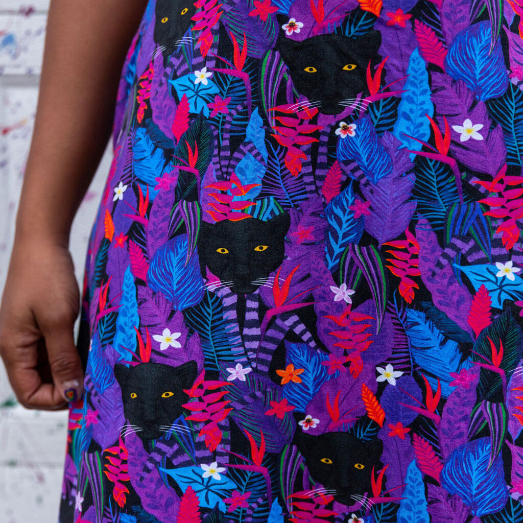 "Midnight Prowl" Adult Panthers Sleeveless Dress with Pockets