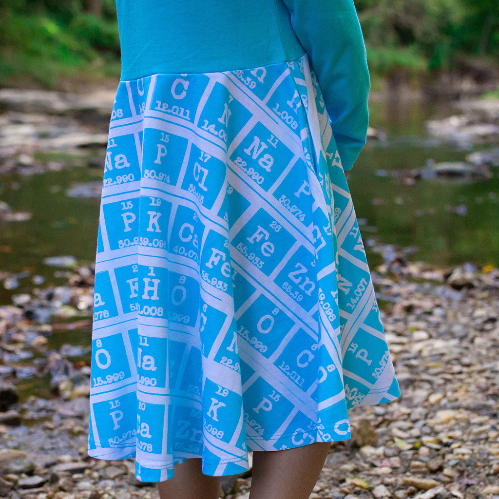 "Elements of Style" Periodic Table Twirly Play Dress with Long Sleeves
