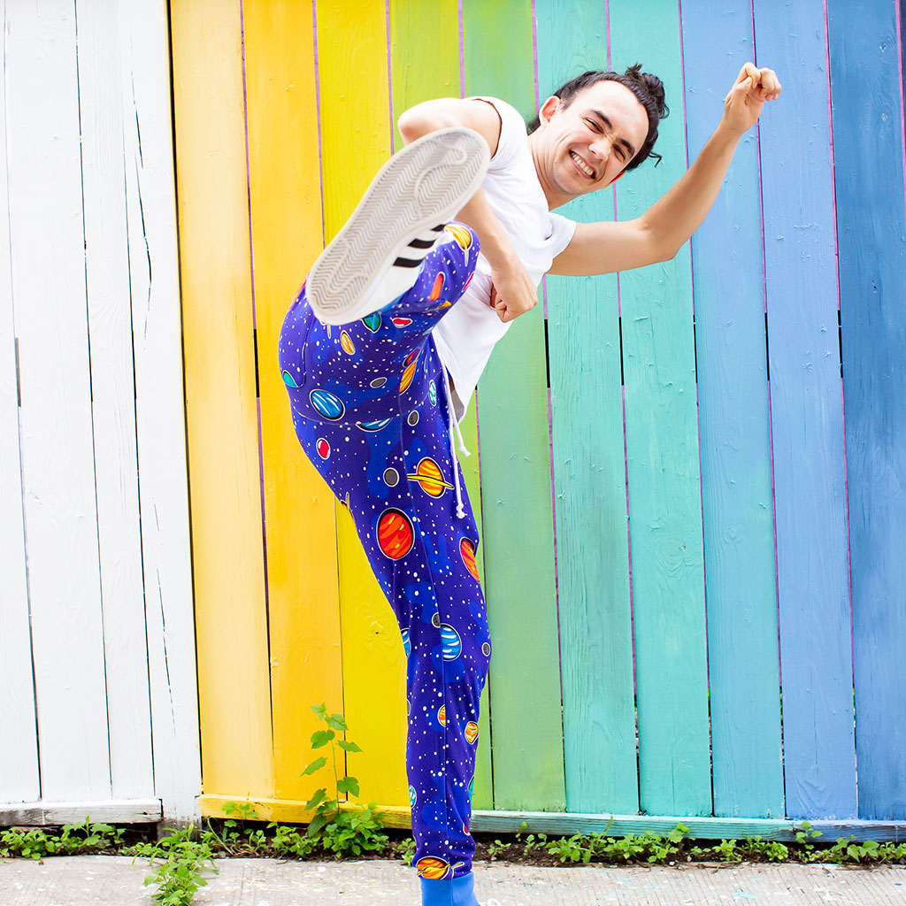 "Solar Flair" Planets Fuzzy Fleece Jogger Pants - Adult