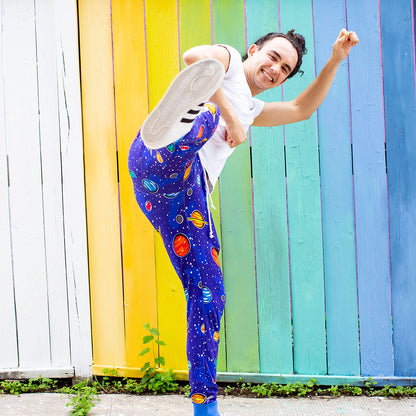"Solar Flair" Planets Fuzzy Fleece Jogger Pants - Adult