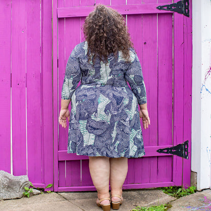 "Bringing Rexy Back" Tyrannosaurs V-Neck A-Line Dress with Sleeves