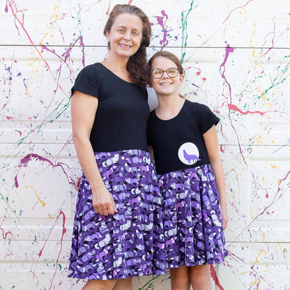 "Moonlight Call" Adult Wolves A-Line Dress with Pockets